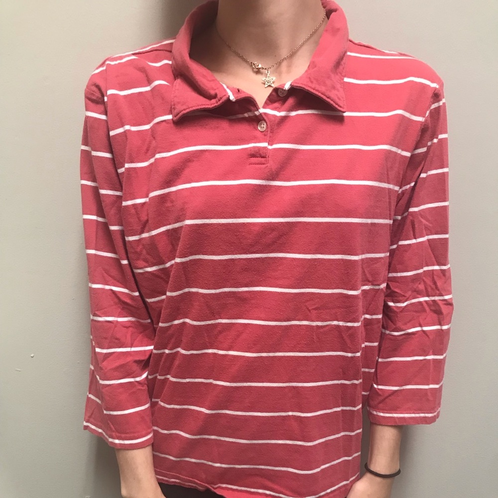 Striped red collar T